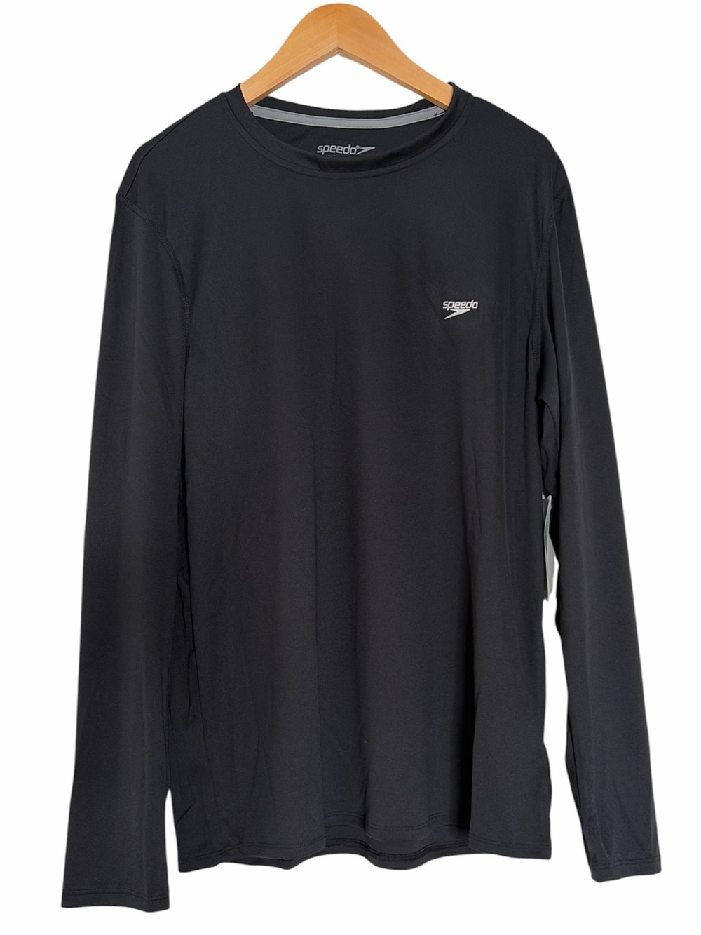 NWT Speedo Black Long Sleeve Rash Guard Shirt Size Medium